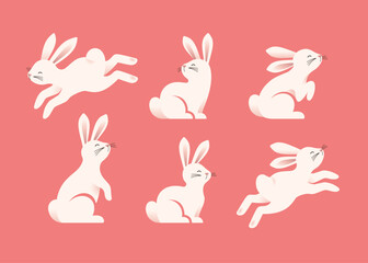 Easter White Bunny Vector Silhouettes