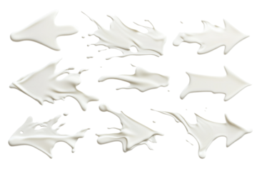 Abstract white milk arrows set isolated on transparent background