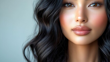 Naklejka premium A woman with dark hair and a tan face