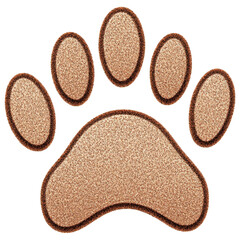 Glittery paw print with decorative design on transparency background