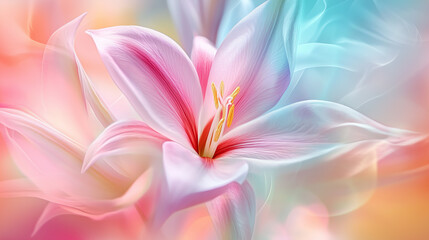 Fototapeta premium Vibrant, pastel, soft, dreamy, ethereal, and beautiful floral, flower spring background. Backdrop for cosmetics, spa, perfume, beauty salon, florist shop, invitation, gift cards