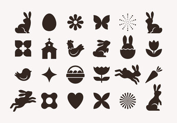 Simple Easter Icons Vector Set