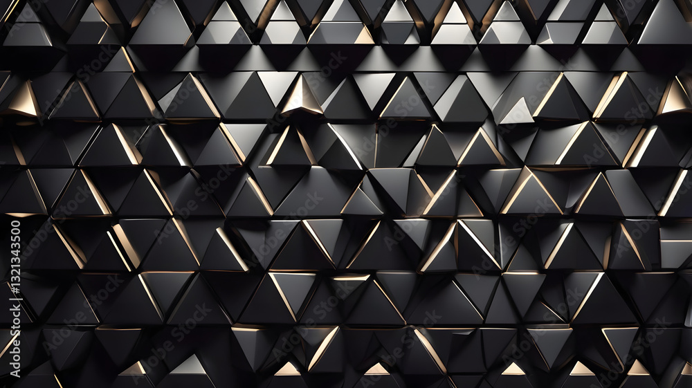 Poster abstract geometric pattern: a mesmerizing, modern pattern of countless black triangular tiles create
