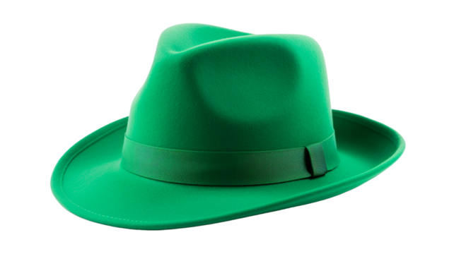 A green top hat on white or transparent background.
