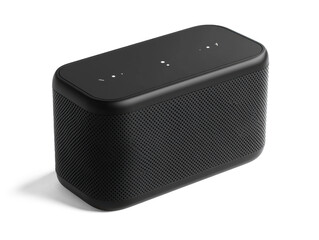 Obraz premium A modern portable Bluetooth speaker with a sleek matte finish, high-resolution, isolated on a white background