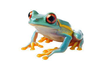 A colorful tree frog Isolated on White and Transparent Background PNG Image.