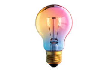 A coloured idea bulb Isolated on White and Transparent Background PNG Image.