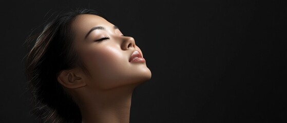 Fototapeta premium A woman with a serene expression on her face