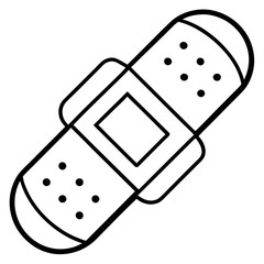 Minimalist Band-Aid Icon - Black and White Medical Patch