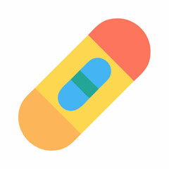 Colorful Capsule Pill Icon - Flat Design Medical Illustration