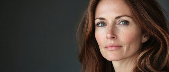 Fototapeta premium A woman with brown hair and a red face looking at the camera