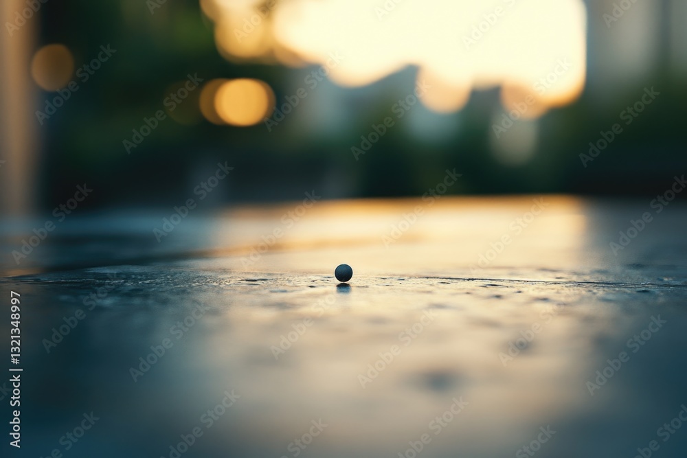 Poster A close-up shot of a small object sitting on a table
