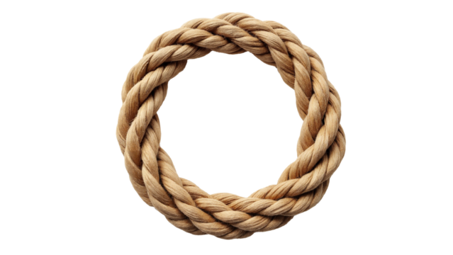 Thick Twisted Rope Circular Object Isolated on Transparent Background for Rustic and Nautical Themes