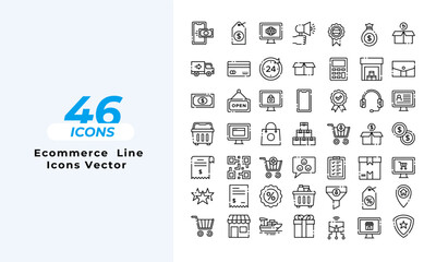 Ecommerce  Line Icons Set Layout Vector Template. Vector illustration in line style of icons	