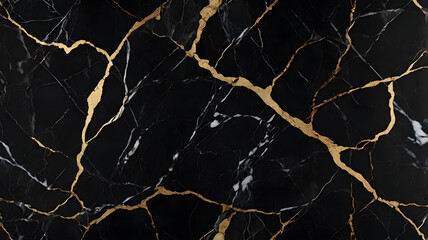 Luxe Black and Gold Marble: A luxurious, high-resolution close-up of black marble veined with striking gold, showcasing the natural beauty and opulent texture. 