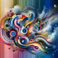 Obraz premium Abstract colorful background with flowing shapes creating dynamic composition