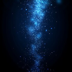 Fototapeta premium Abstract blue glowing particles rising on dark background.