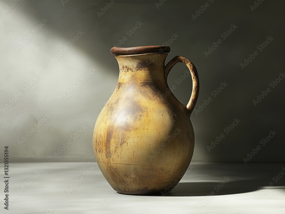 Poster a decorative brown vase placed on a clean and simple white table