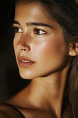 Naklejka premium A woman with a pretty face and a nice smile