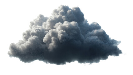Dramatic Dark Gray Cumulus Cloud Isolated on Transparent Background for Weather and Storm Illustrations