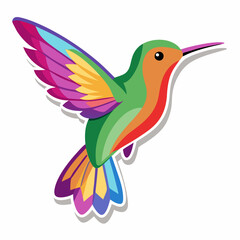 Obraz premium Colorful hummingbird flying near a flower in a vibrant nature illustration