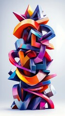 Abstract colorful 3D geometric shapes.