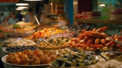 Vibrant Crab Cake Market Stall