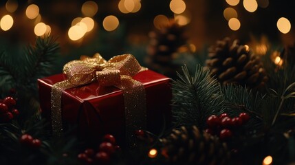 "AI-Generated Christmas Table Decor with Glowing Snowflake and Wrapped