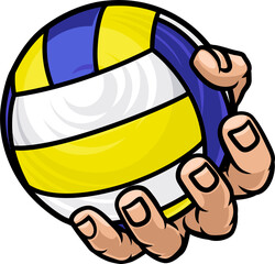 Mascot Person Hand Fist Holding Volleyball Ball