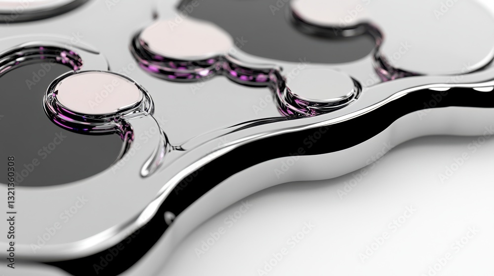 Poster abstract close up of a metallic object with a unique design. the piece features grayscale forms and 