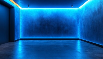 Empty room with illuminated led lighting, suitable for modern design or showroom
