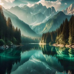 mountain lake in the morning Winter at Morskie Oko or Sea Eye Lake in Poland Tatra Mountains