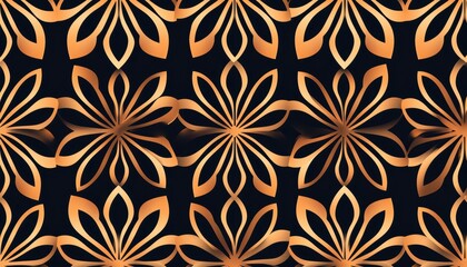 Fototapeta premium Seamless abstract black and gold floral tessellation with Art Deco symmetry, refined Gatsby luxury botanical pattern, sophisticated 1920s refinement