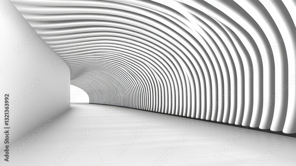 Poster abstract white architecture with curved lines and patterns, creating a modern and minimalist design.