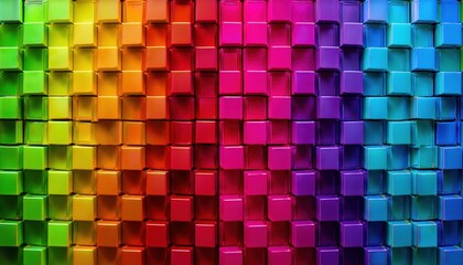 vibrant 3d cube pattern with rainbow gradient, abstract geometric texture for digital art, background, and modern design

