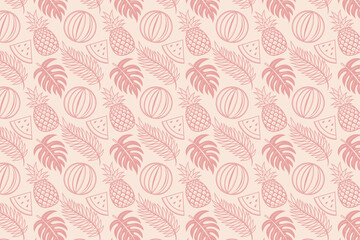 Summer tropical Seamless floral pattern with leaves and flowers for wallpaper and textile design
