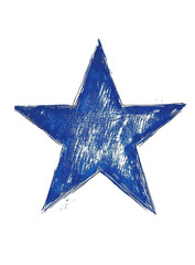 Fototapeta premium Playful thick-lined star symbol in vibrant blue, kids educational material concept for parenting resources and school activity designs