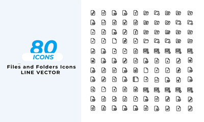 Files and Folders Line Icons Set Layout Vector Template. Vector illustration in line style of icons	
