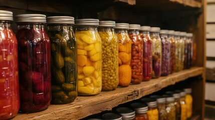 A kitchen pantry organized with glass jars repurposed for bulk food storage, reducing reliance on single-use packaging..