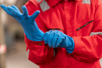 hand in protective glove