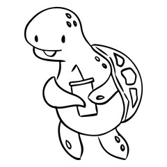 Turtle's Thirst Quencher: a charming cartoon turtle is seen holding a cup of beverage. the illustration showcases the simplicity of design, with clean lines that contribute to the overall appeal.