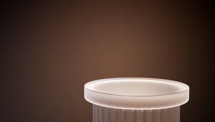 Empty podium, Modern minimalist frosted glass pedestal with soft lighting, elegant design, product display, advertising, 3d rendering