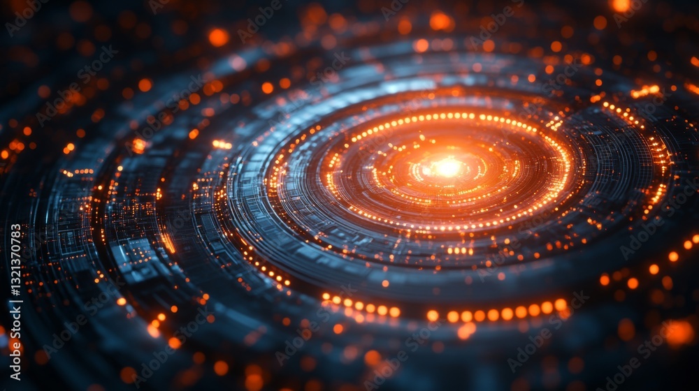 Aufkleber Swirling patterns of light and energy create a visual representation of quantum computing principles such as qubits, superposition, and entanglement. This digital art encapsulates a futuristic vibe.