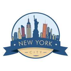 New York City Skyline Icon: An iconic emblem of New York City showcases the silhouette of renowned buildings and landmarks, embodying the city's vibrant and dynamic spirit.