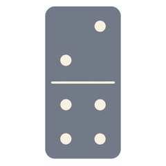 Domino in Gray: A solitary domino showcases a modern, flat design. The symmetrical arrangement of its dots against the solid gray background exudes simplicity and structure.
