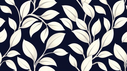 Seamless monochrome overlapping stylized floral vines in deep navy, refined Gatsby floral Art Deco luxury pattern, sophisticated high-end refinement