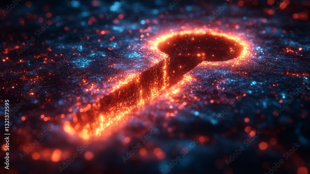 Poster Visual representation highlights the intersection of quantum mechanics and cybersecurity, focusing on quantum key distribution and its role in protecting data from eavesdropping.