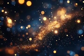 Obraz premium Abstract gold and blue bokeh lights.