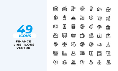 Finance Icons Set Layout Vector Template. Vector illustration in line style of icons	
