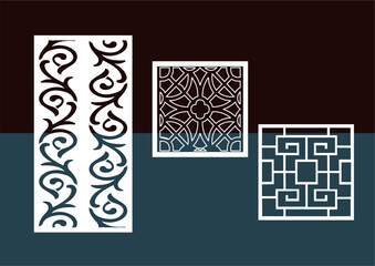  Kitchen and Hall Jali geometric CNC jaali pattern for laser cutting and interior designing vector graphics